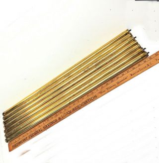 Set Of 7 Antique Brass Bed Rods 1 " X31 " Tubes Vertical Rails Parts