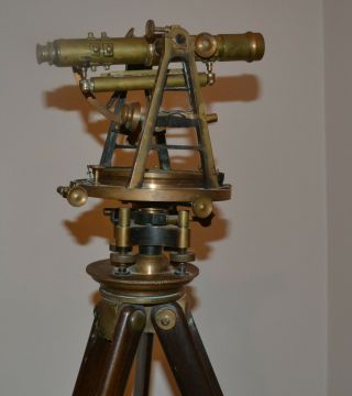 Antique 1917 Beckmann Surveying Transit Instrument,  With Tripod & Wood Box 12