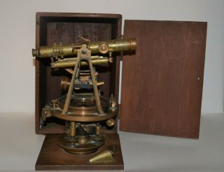 Antique 1917 Beckmann Surveying Transit Instrument,  With Tripod & Wood Box
