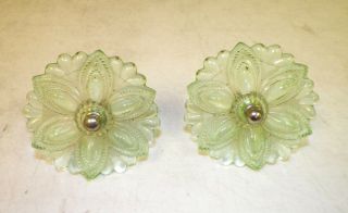 Vintage Victorian Pair (2) Of Glass Curtain Tie Backs Green 3 1/2 "