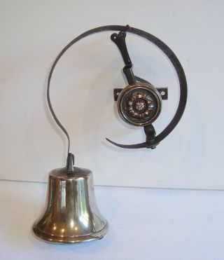 Antique Victorian Servants Butlers Brass Shop Door Bell Pull For Box