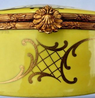 Antique Large Hand Painted France Porcelain Jewelry Dresser Trinket Casket Box 5