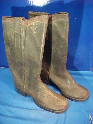 Orig 19thc Civil War Era Black Leather Boy Boots Made In Binghamton Ny