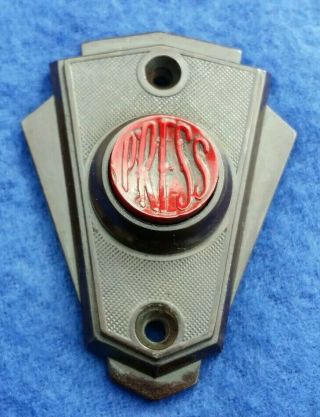 Rare Art Deco Red Button Vintage Bakelite Electric Door Bell Push Press