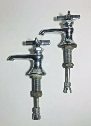 Vintage Chicago Faucets Co Hot Cold Chrome Bathroom Kitchen Sink Retro 1960s