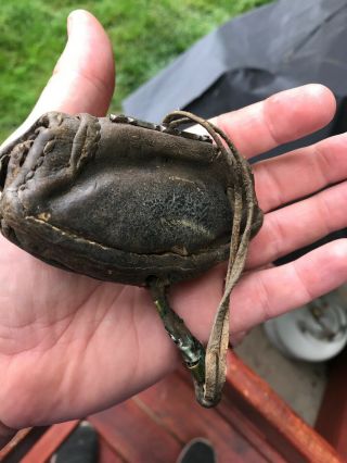 Antique Tinder Flint Pouch bag Coin purse 18c - 19c Leather Fur Trade 1700’s 1800 3