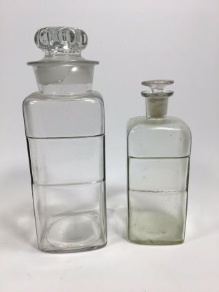 Antique Vintage Clear Glass Apothecary Jar Display Bottle Pharmacy Counter Shelf