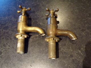 Antique Brass Bath Taps With Porcelain Caps B Finch London