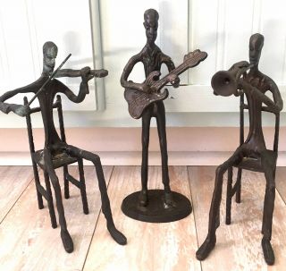 Vintage Brutalist Bronze? Metal Jazz Players African American Statues Figures