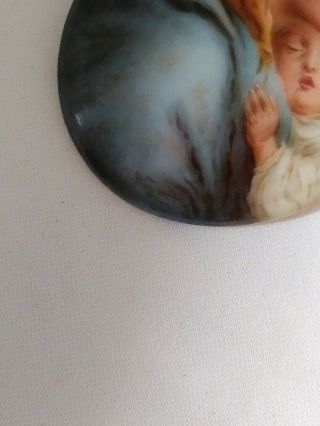 Oval Painting Porcelain Plaque Signed Wagner Antique Madonna & Child KPM Style 6