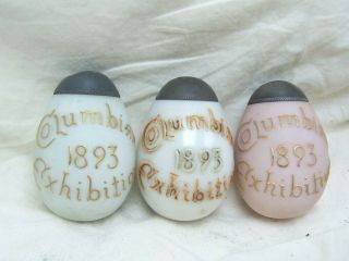 1893 Columbian Exposition Libbey Glass Salt & Pepper Eggs Group Of 3