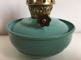 Vintage ' blue green ' enamel Kelly / Pixie / Nursery Oil Lamp with weighted base 4