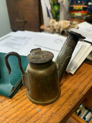 Antique Miners Oil Wick Lamp - Teapot - J Anton & Sons - Coal Mining 2