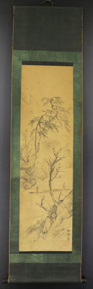 JAPANESE HANGING SCROLL ART Painting Sansui Landscape Asian antique E7346 2