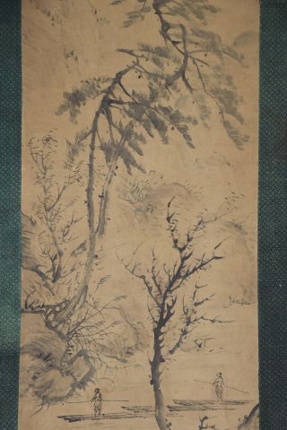 JAPANESE HANGING SCROLL ART Painting Sansui Landscape Asian antique E7346 4