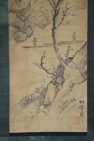 JAPANESE HANGING SCROLL ART Painting Sansui Landscape Asian antique E7346 5