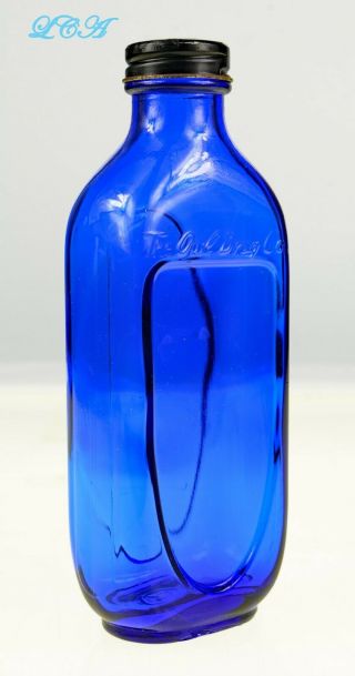 Deep Cobalt Blue Antique Owl Drug Co Bottle Not Commonly Seen Pristine