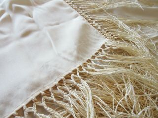 Antique Ivory Silk Piano Shawl