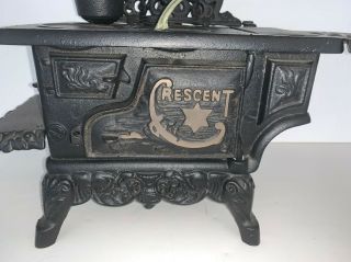 Crescent Miniature Cast Iron Wood Stove w/ accessories Collectible Toy USA 4