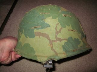 Vietnam War Us Army Steel Helmet And Liner Dated 1973 With Mitchell Cover
