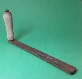 Antique Vintage Wood Handle Flat Iron Part Hand Crank Farm Tools 11 Inch Long