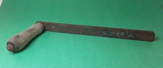 Antique Vintage Wood Handle Flat Iron Part Hand Crank Farm Tools 11 inch long 2