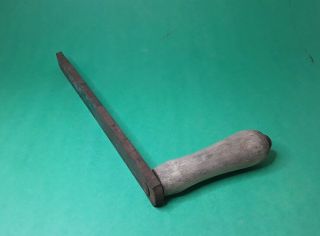Antique Vintage Wood Handle Flat Iron Part Hand Crank Farm Tools 11 inch long 3