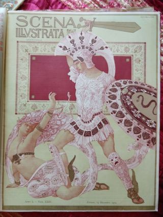 3 Rare Antique Italian Art Nouveau Scena Illustrata Magazines 1913,  1914 & 1915