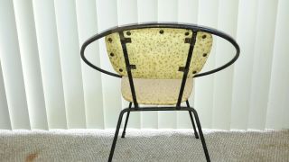 Vtg orb hoop childs chair space age cast wrought - iron splatter pattern 2
