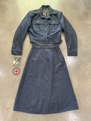 WWII American Red Cross UNIFORM Set Ike Jacket Skirt ARC Military Welfare Patch 4