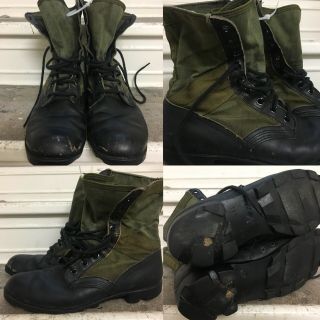 Vietnam Jungle Combat Boots Ro Search 11r Vintage Green Canvas Black Leather.