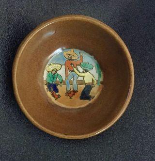 San Jose Mission Pottery Mexican Cockfight 6” Bowl