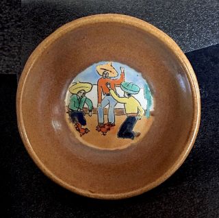 San Jose Mission Pottery Mexican Cockfight 6” Bowl 3