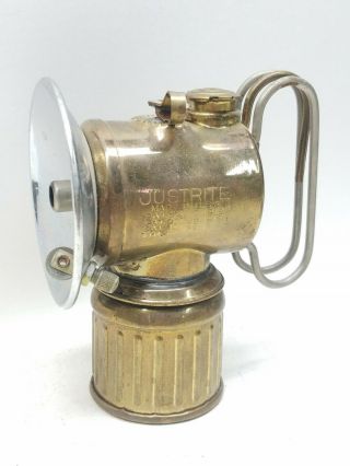 Vintage Miners Justrite 1915 Carbide Lamp Brass Great Shape