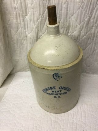 Rare Antique 5 Gallon Stoneware Jug Eugine Quirin Manchester Nh Whiskey Liquor
