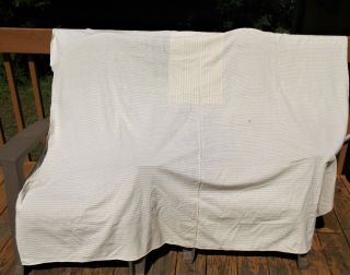 Antique Homespun Center Seam Linen Sheet Blanket 19th Century 70 X 76 "