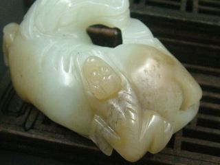 Antique Chinese Nephrite Celadon - HETIAN - Jade Hollowed Horse Statue/ 5