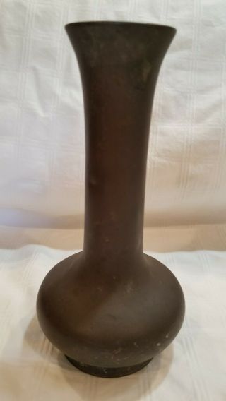 Antique Chinese Bronze Vase Artist Signed Inscribed Heavy 7.  25 " Tall Asian Art