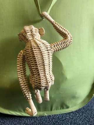 Vintage Wicker Rattan Woven Hanging Monkey. 4