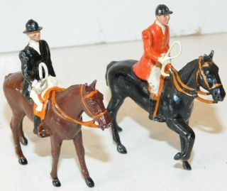 Old Britains 1950s Lead Model Hunting Series,  Two Fox Hunters On Walking Horses