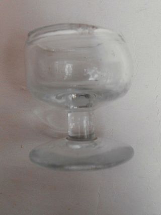 SQUAT Early 20th c.  Clear Glass FREEBLOWN Eye Wash Bath/Cup (Only 1.  85 