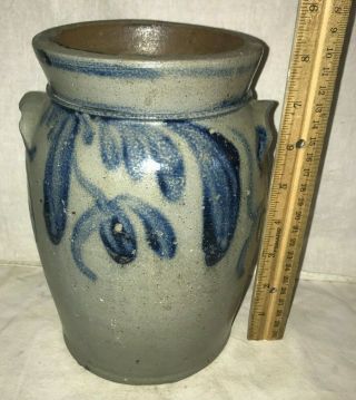 Antique Salt Glazed Cobalt Decorated Stoneware Jar Vintage Baltimore Md Crock