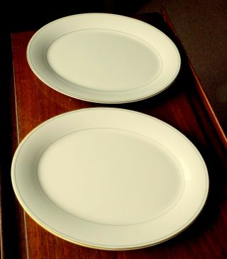 2 M&s Lumiere Fine China Oval Serving Dishes.