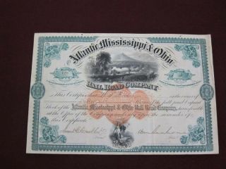 Atlantic,  Mississippi,  And Ohio Railroad Stock - Signed By Civil War General
