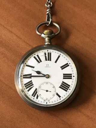 Omega Vintage Pocket Watch & 925 Tiffany Sterling Silver Chain