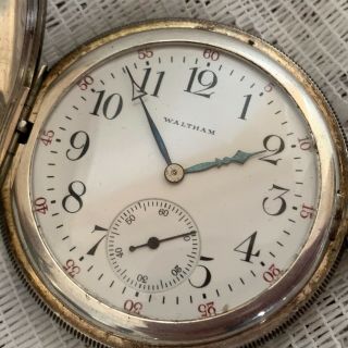 Waltham Grade 210 Sterling Pocket Watch 12s Hunters Case At The 3