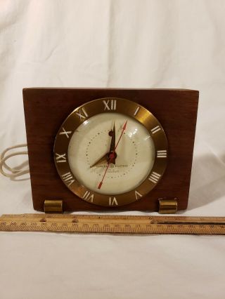 Vintage Ge General Electric Usa Telechron Wooden Corded Alarm Clock