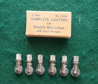" Rare " 6 Nos Shanklin Strikers W/original Box For Miners Carbide Lamps