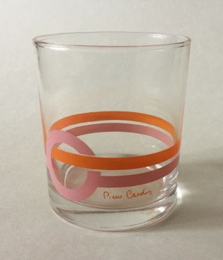 Vintage Pierre Cardin Lowball Glass Mid Century Modern Mcm Orange Pink