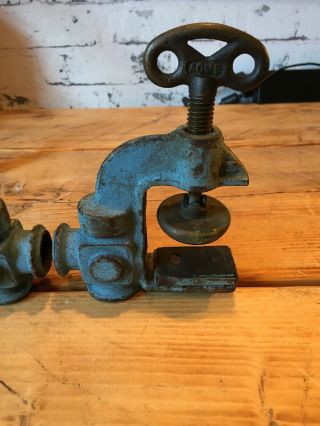 Vintage Industrial Acme Bench Clamp Bracket Light Lamp Steam Punk Brass & steel 6